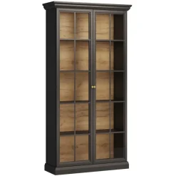 Vetrina moderna 103x200h cm shabby 2 ante con vetro nero grafite Purro
