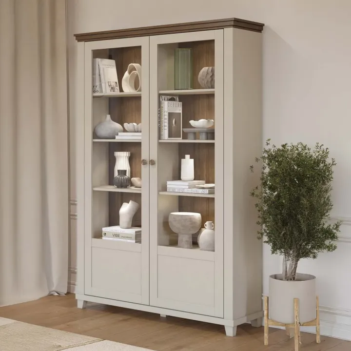 Vetrina soggiorno 126x200h cm 2 ante beige Texel