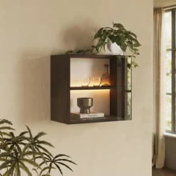 Vetrina sospesa 55x50h cm 1 anta vetro bronzato ossido nero Sunset