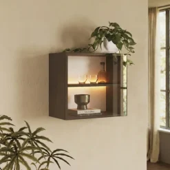 Vetrina sospesa 55x50h cm 1 anta vetro bronzato marrone bronzo Sunset