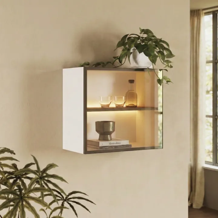 Vetrina sospesa 55x50h cm 1 anta vetro bronzato beige cashmere Sunset