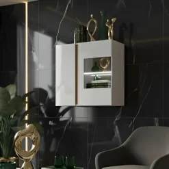 Vetrina sospesa 97x83h cm 2 ante soggiorno bianco Noa Gihome®