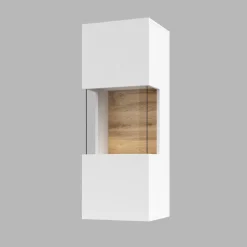 Vetrina sospesa 36x95h cm da parete bianco rovere Fusion