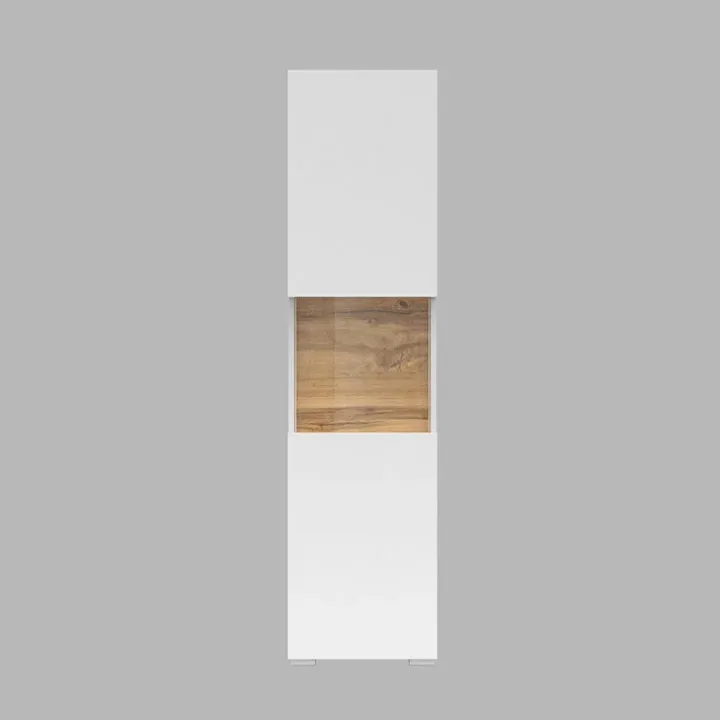 Vetrina sospesa 36x140h cm da parete bianco rovere Fusion