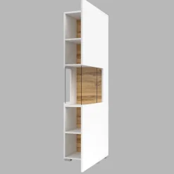 Vetrina sospesa 36x140h cm da parete bianco rovere Fusion
