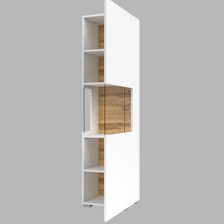 Vetrina sospesa 36x140h cm da parete bianco rovere Fusion