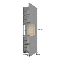 Vetrina sospesa 36x140h cm da parete nero rovere Fusion