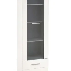 Vetrina 60x200h cm 1 anta 2 cassetti bianco opaco e lucido Viki
