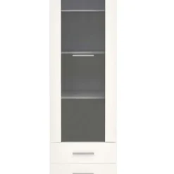 Vetrina 60x200h cm 1 anta 2 cassetti bianco opaco e lucido Viki