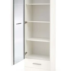 Vetrina 60x200h cm 1 anta 2 cassetti bianco opaco e lucido Viki