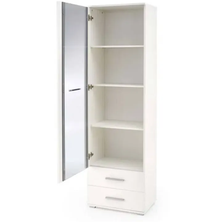 Vetrina 60x200h cm 1 anta 2 cassetti bianco opaco e lucido Viki