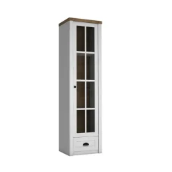 Vetrina 50x198h cm 1 anta 1 cassetto soggiorno bianco frassinato rovere Provenza