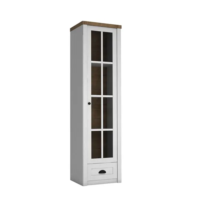 Vetrina 50x198h cm 1 anta 1 cassetto soggiorno bianco frassinato rovere Provenza