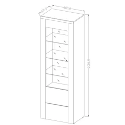 Vetrina 65x206h cm 1 anta moderna bianco frassinato rovere Paloma 2