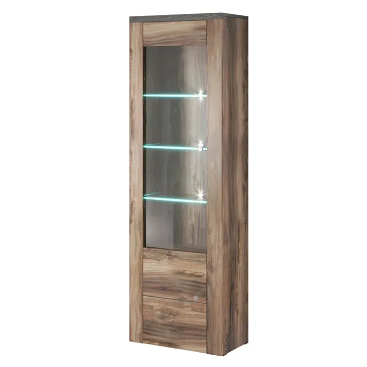 Vetrina 65x206h cm 1 anta moderna noce rovere grigio Paloma 2