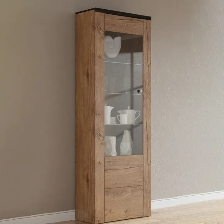 Vetrina 65x206h cm 1 anta moderna quercia rovere grigio Paloma 2