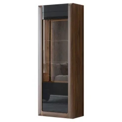 Vetrina 73x200h cm 1 anta 5 ripiani noce nero lucido Jumbo