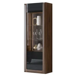 Vetrina 73x200h cm 1 anta 5 ripiani noce nero lucido Jumbo