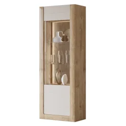 Vetrina 73x200h cm 1 anta 5 ripiani rovere tortora lucido Jumbo