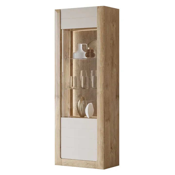 Vetrina 73x200h cm 1 anta 5 ripiani rovere tortora lucido Jumbo