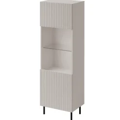 Vetrina 56X185h cm 1 anta 2 vani con frontali cannettati beige Ziggy