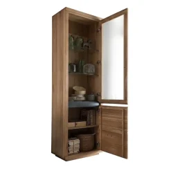 Vetrina 65x205h cm 2 ante apertura destra legno massello rovere Tarselia