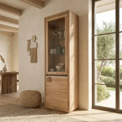 Vetrina 65x205h cm 2 ante apertura destra legno massello rovere Tarselia