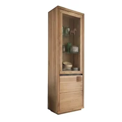 Vetrina 65x205h cm 2 ante apertura sinistra legno massello rovere Tarselia