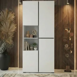 Vetrina 80x184h cm 4 ante bianco opaco Lolla