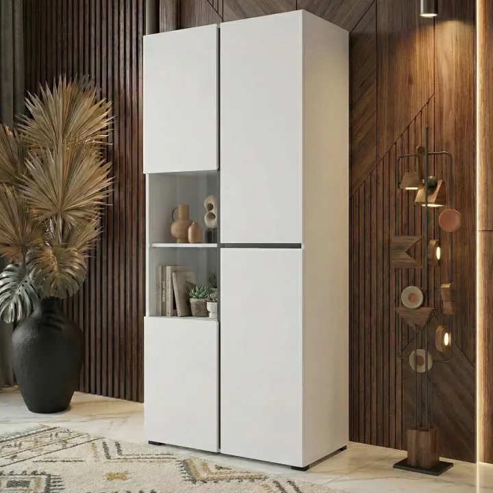 Vetrina 80x184h cm 4 ante bianco opaco Lolla