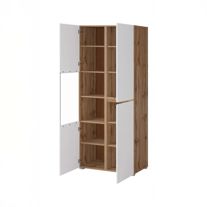 Vetrina 80x184h cm 4 ante bianco rovere Lolla