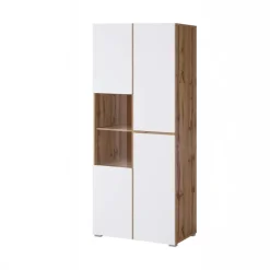 Vetrina 80x184h cm 4 ante bianco rovere Lolla