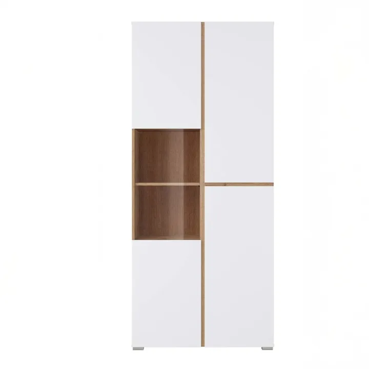 Vetrina 80x184h cm 4 ante bianco rovere Lolla