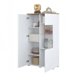 Vetrina 80x140h cm 2 ante bianco rovere Ischia