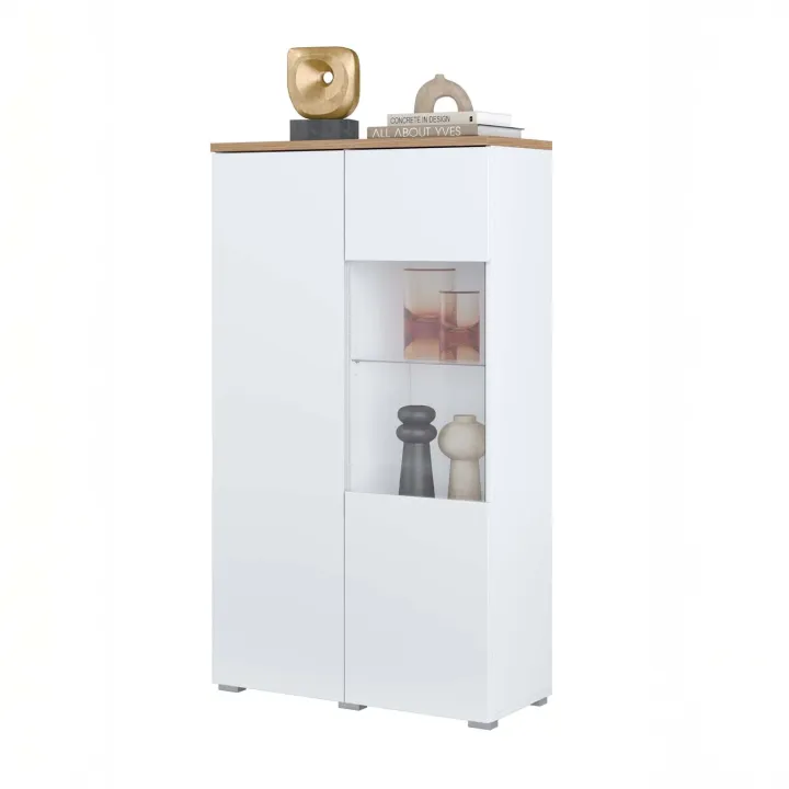 Vetrina 80x140h cm 2 ante bianco rovere Ischia