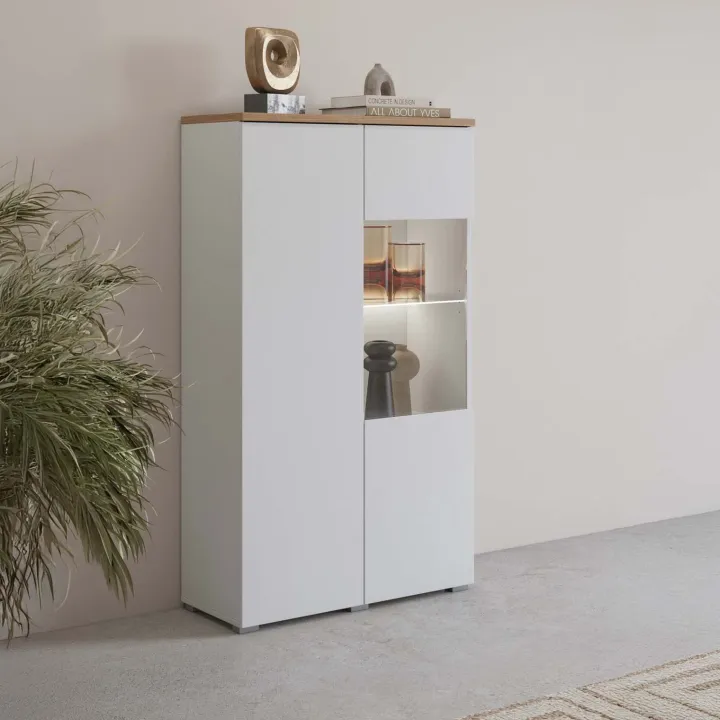 Vetrina 80x140h cm 2 ante bianco rovere Ischia