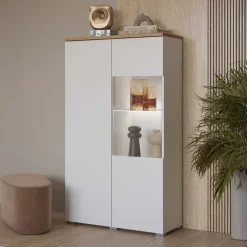Vetrina 80x140h cm 2 ante bianco rovere Ischia