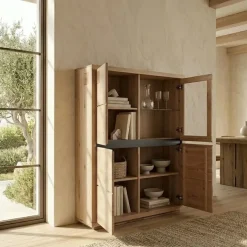 Vetrina 103x148h cm 4 ante legno massello rovere Tarselia