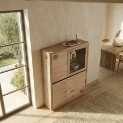 Vetrina 103x148h cm 4 ante legno massello rovere Tarselia