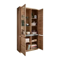 Vetrina 103x205h cm 4 ante legno massello rovere Tarselia
