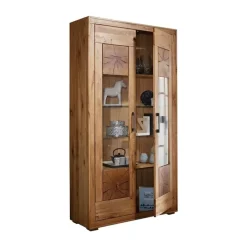 Vetrina 110x201h cm 2 ante legno massello rovere Ebania