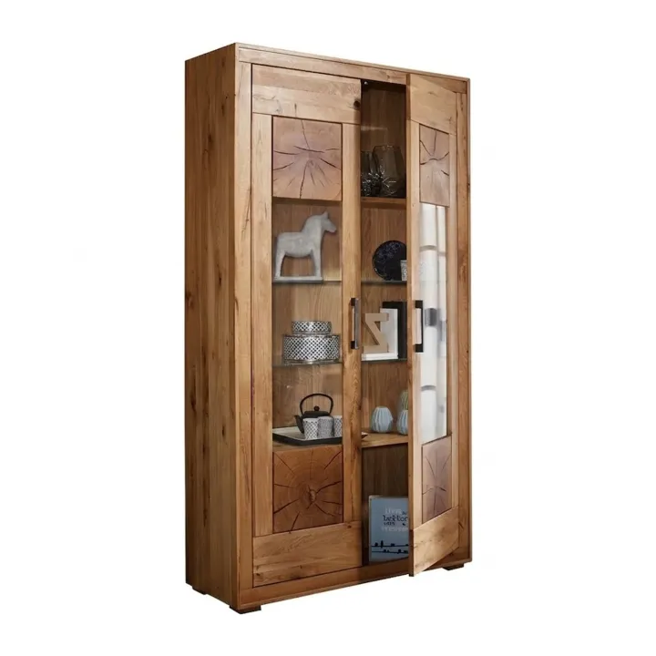 Vetrina 110x201h cm 2 ante legno massello rovere Ebania