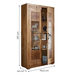 Vetrina 110x201h cm 2 ante legno massello rovere Ebania