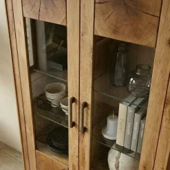 Vetrina 110x201h cm 2 ante legno massello rovere Ebania