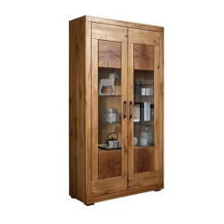 Vetrina 110x201h cm 2 ante legno massello rovere Ebania