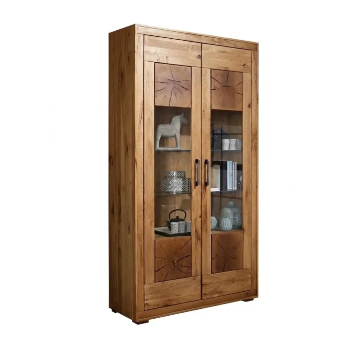 Vetrina 110x201h cm 2 ante legno massello rovere Ebania