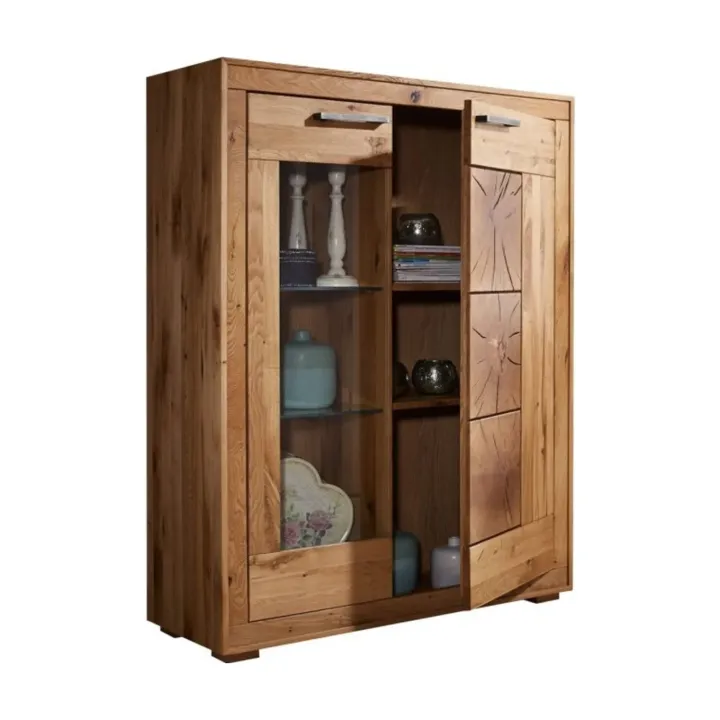 Vetrina 103x135h cm 2 ante legno massello rovere Ebania