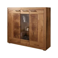 Vetrina 150x135h cm 3 ante legno massello rovere Ebania