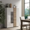 Vetrina 121x168h cm 2 ante moderna bianco lucido rovere Universal