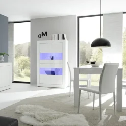 Vetrina 102x162h cm 4 ante moderna bianco lucido Eternity